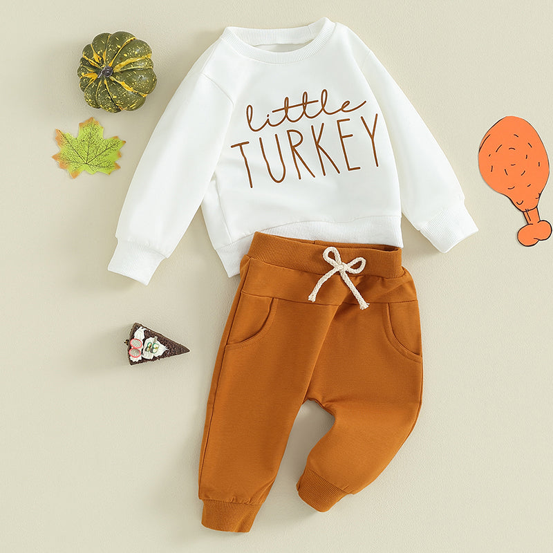 2-piece Thanksgiving Sets! *Little Turkey* Boy's & Girl's Fall Sweatshirts & Sweatpants Outfits