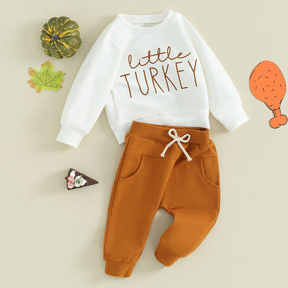 2-piece Thanksgiving Sets! *Little Turkey* Boy's & Girl's Fall Sweatshirts & Sweatpants Outfits