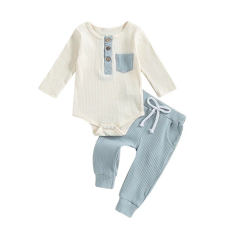 2-Piece Fall Outfits! Boy’s Long Sleeve Sweatshirt Rompers & Pants Sets