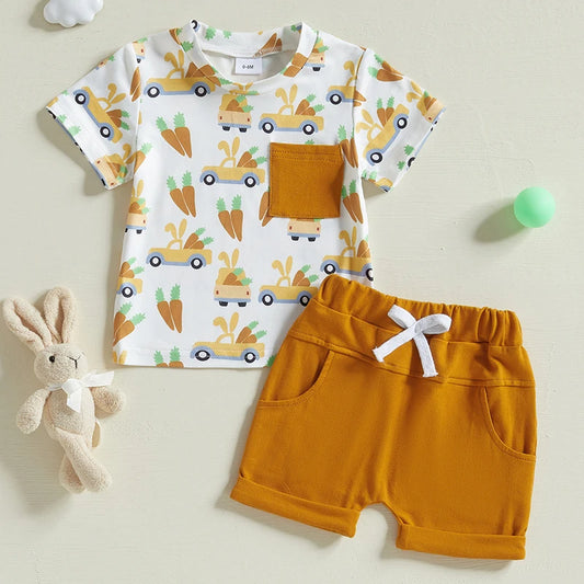 Boy's Easter Carrot Bunny/Car T-shirts & Shorts