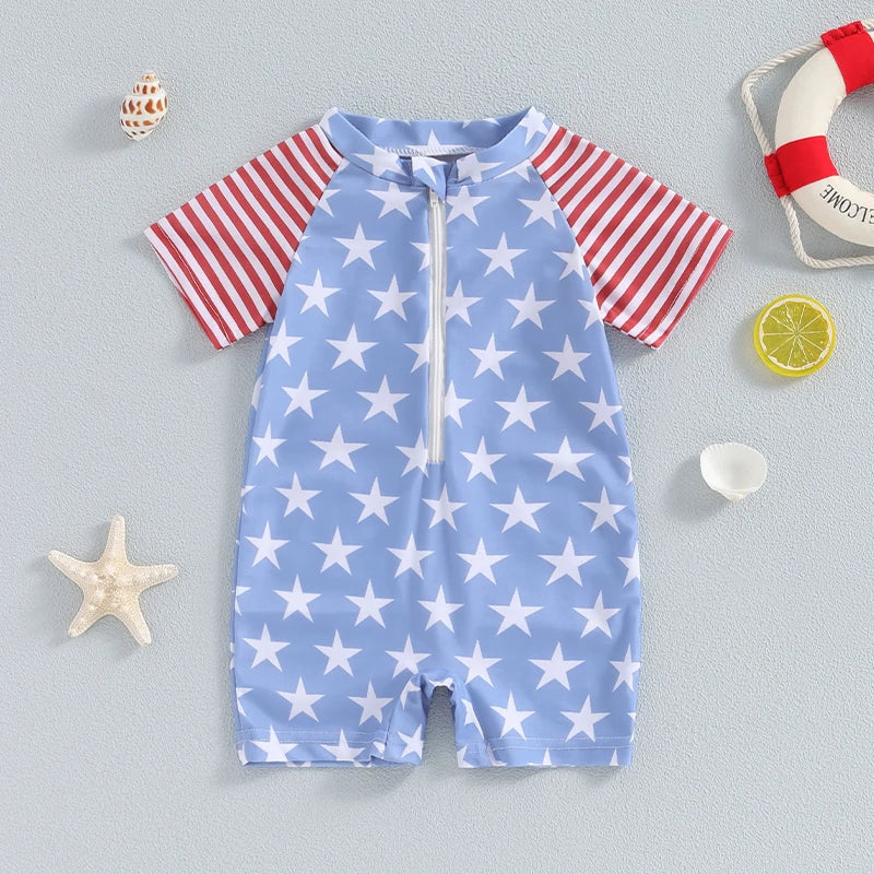 Boy's Stars & Stripes Independence Day Surf Swimsuit