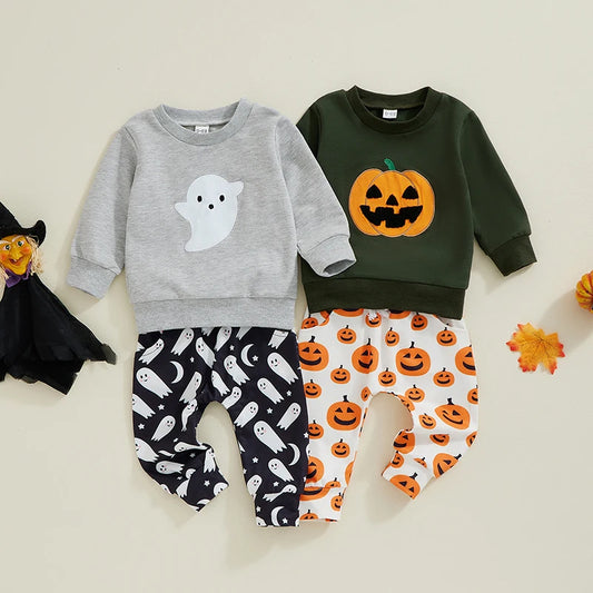 2-piece Halloween Sets! Girl's & Boy's Ghost / Pumpkin Sweatshirt & Sweatpants