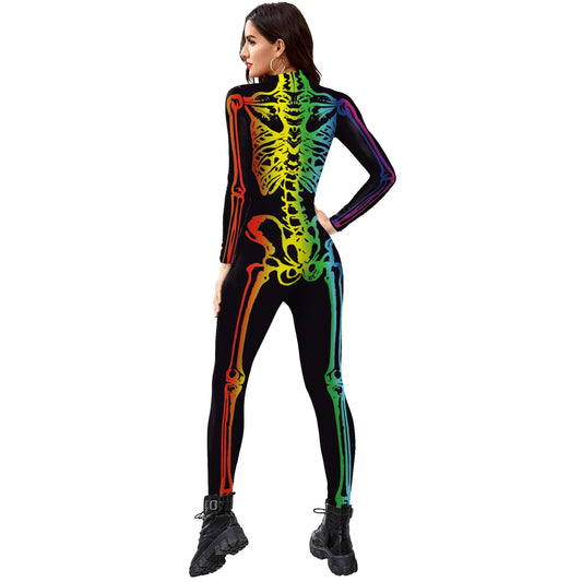 Skeleton Bodysuits! Womens Full One Piece Day of The Dead, Halloween, Costume Party, Cosplay