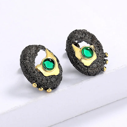 Black & Gold Style Emerald Zircon Earrings