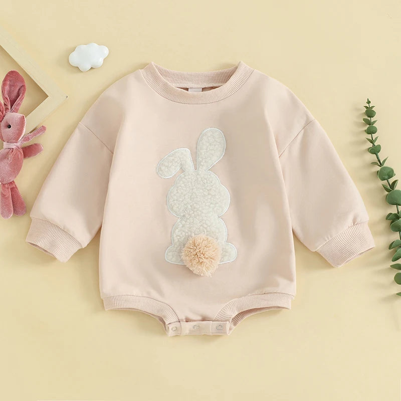 Boy's & Girl's Embroidered Easter Bunny Sweatshirt Onesies