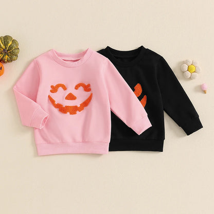 Boy's & Girl's Embroidered Halloween Pumpkin Sweatshirts