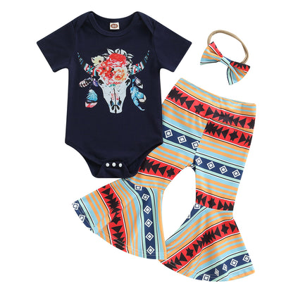 2-Piece Fall Outfits! Girl’s Short Sleeve Sweatshirt, Pants & Headband Sets