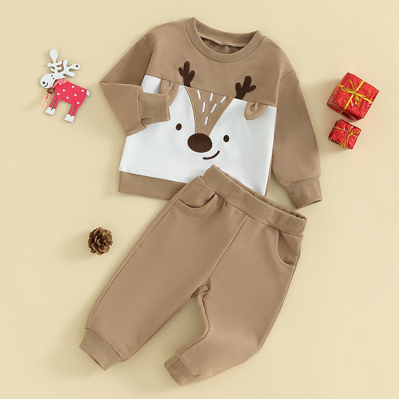 2-Piece Christmas Outfits! Boy’s Long Sleeve Sweatshirt & Pants Sets