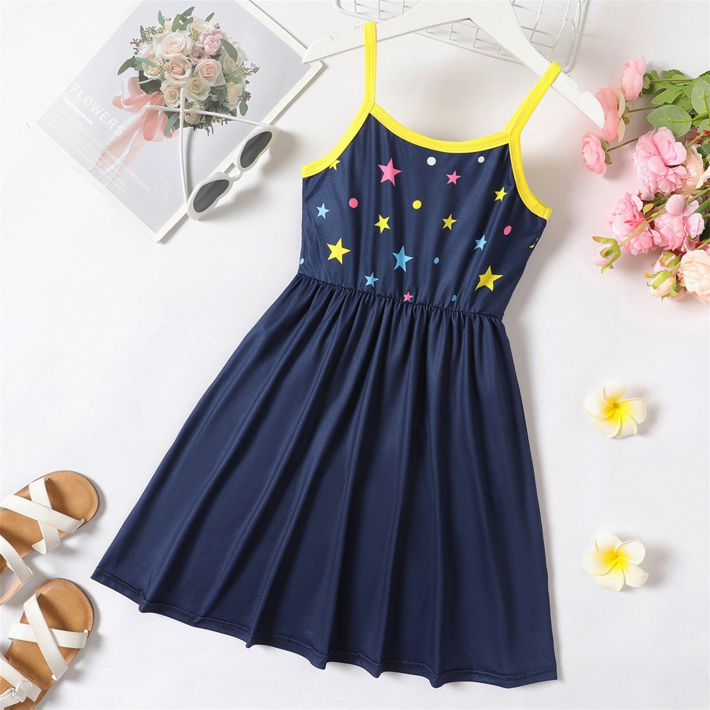 Girls Unicorn Star Colorblock Slip Dress