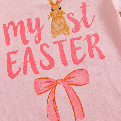 Girl's 3-Piece "My 1st Easter" Onesie, Ruffled Skirt & Bow Headband Sets