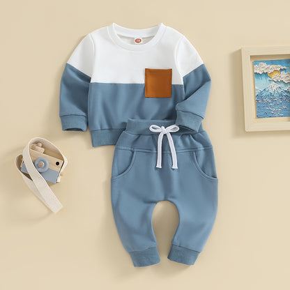 2-Piece Fall / Winter Outfits! Boy's Colorblock Sweatshirt & Pants Sets