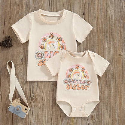 T-Shirts, Fall, Girl’s Short Sleeve Flower Rompers & Bow Sets