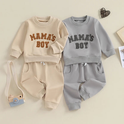 2-Piece Fall / Winter Outfits! Boy's "Mama's Boy" Sweatshirt & Pants Sets