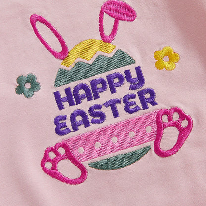 Girl's Embroidered Easter Bunny Ear, Carrot Sweatshirts & Pants Sets