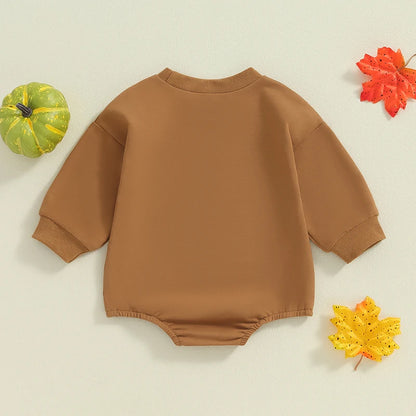 Halloween Rompers! Girl’s & Boy’s Long Sleeve Embroidered Pumpkin Onesies