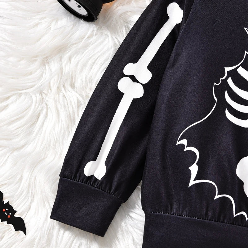 2-Piece Halloween Outfits! Boy’s Long Sleeve Skeleton Sweatshirt & Pants Sets