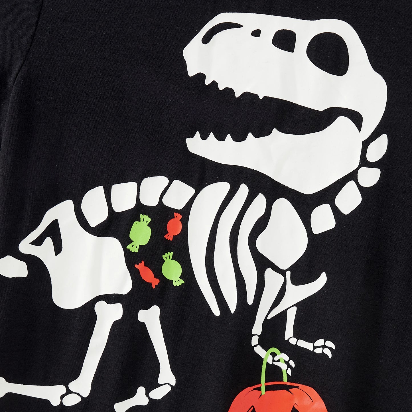 Family Matching! Glow in the Dark Dinosaur Skeleton Halloween Pumpkin Pajamas