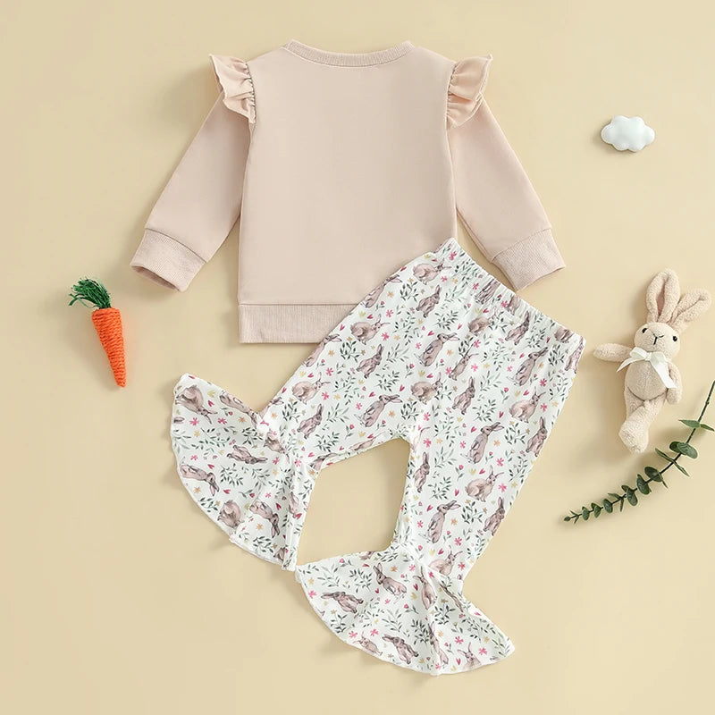 Girl's 2-Piece Peter Rabbit Sweatshirt & Bunny Floral Flared Pants Sets