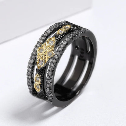 Black & Gold Style Geometric Rings