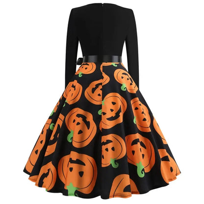 Halloween Dresses! Long Sleeve Pumpkin Party Dress