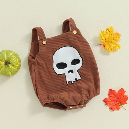 Halloween Outfits! Girl’s & Boy’s Embroidered Bats, Ghost, Pumpkin Rompers & Bib Overalls