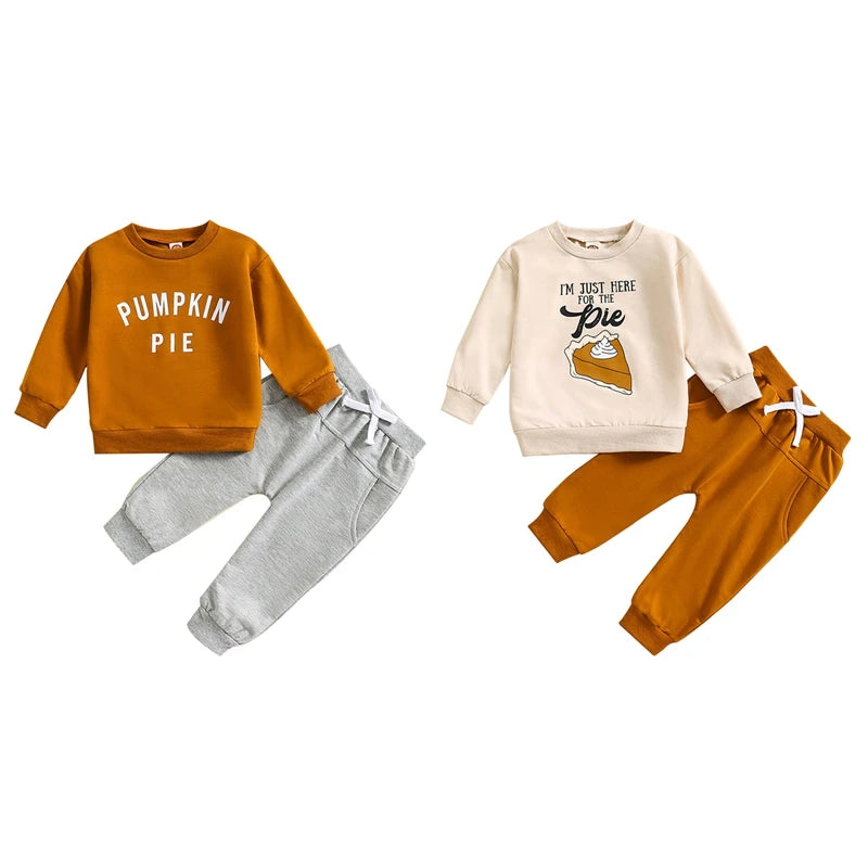 Boy's & Girl's 2-Piece "Pumpkin Pie" Sweatshirts & Pants Sets