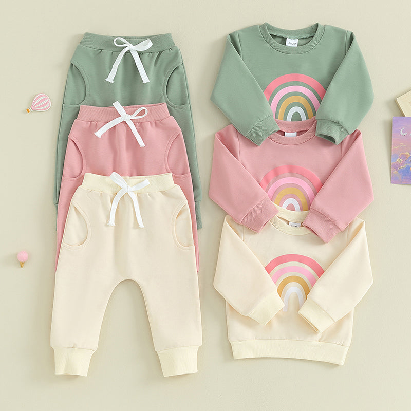 Girl's Rainbow Sweatshirt & Pants Sets