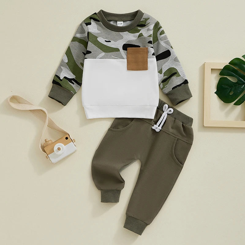 2-Piece Fall Outfits! Boy’s Long Sleeve Sweatshirt & Pants Sets