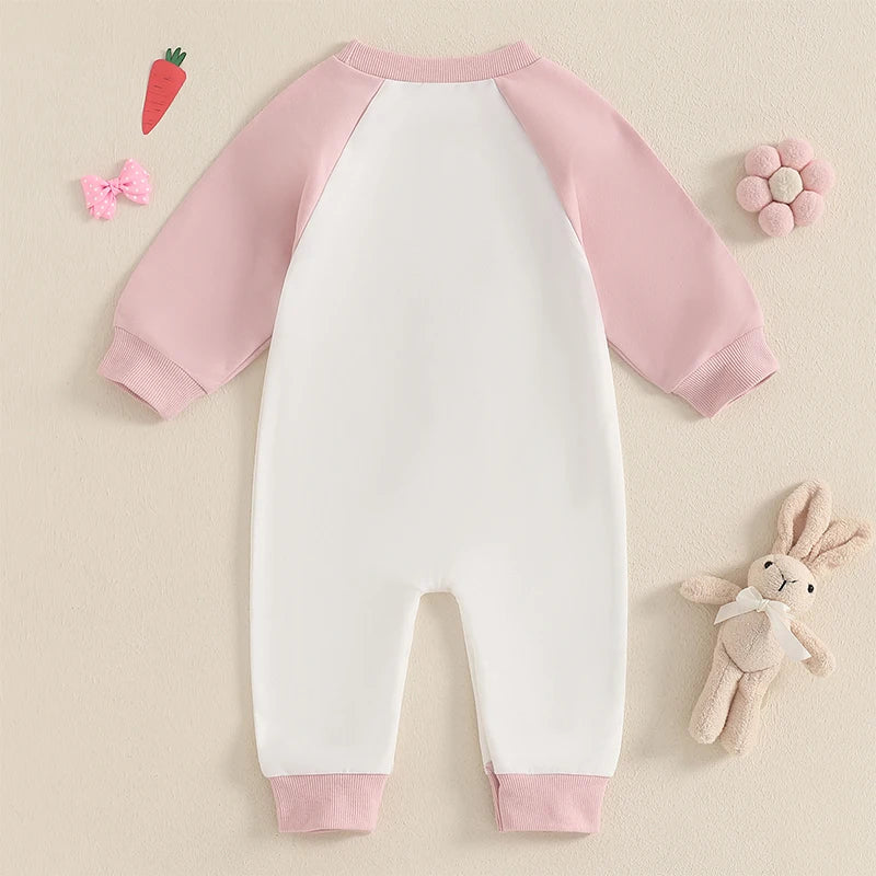 Girl's Embroidered Easter Bunny Jumpsuits