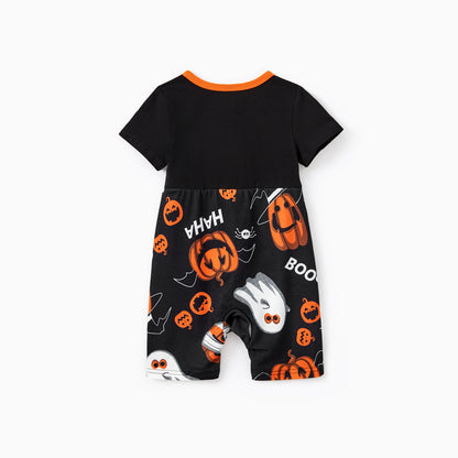 Family Matching! Halloween Pumpkin Ghost Spiderweb Polo Shirts or Ruched Sleeveless Dresses