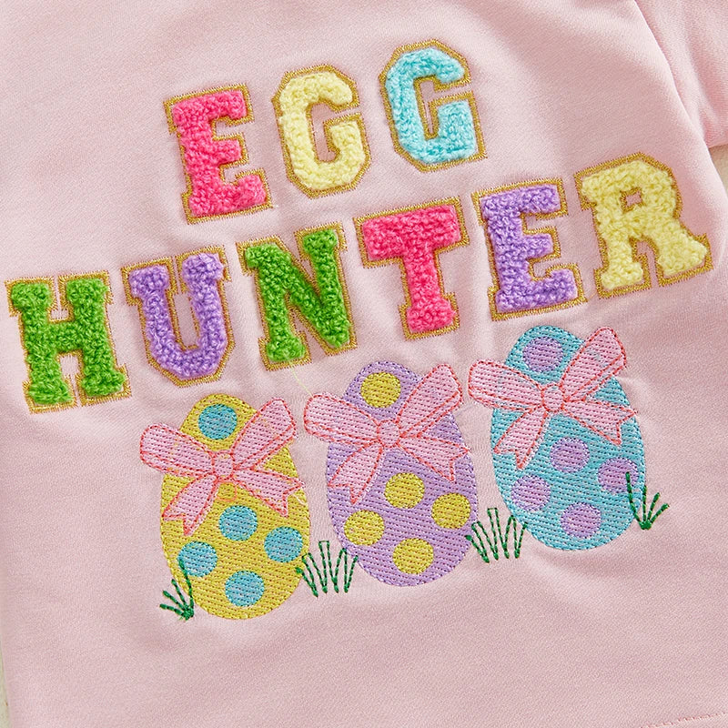 Girl's 2-Piece Embroidered Easter Egg T-Shirt & Shorts Sets