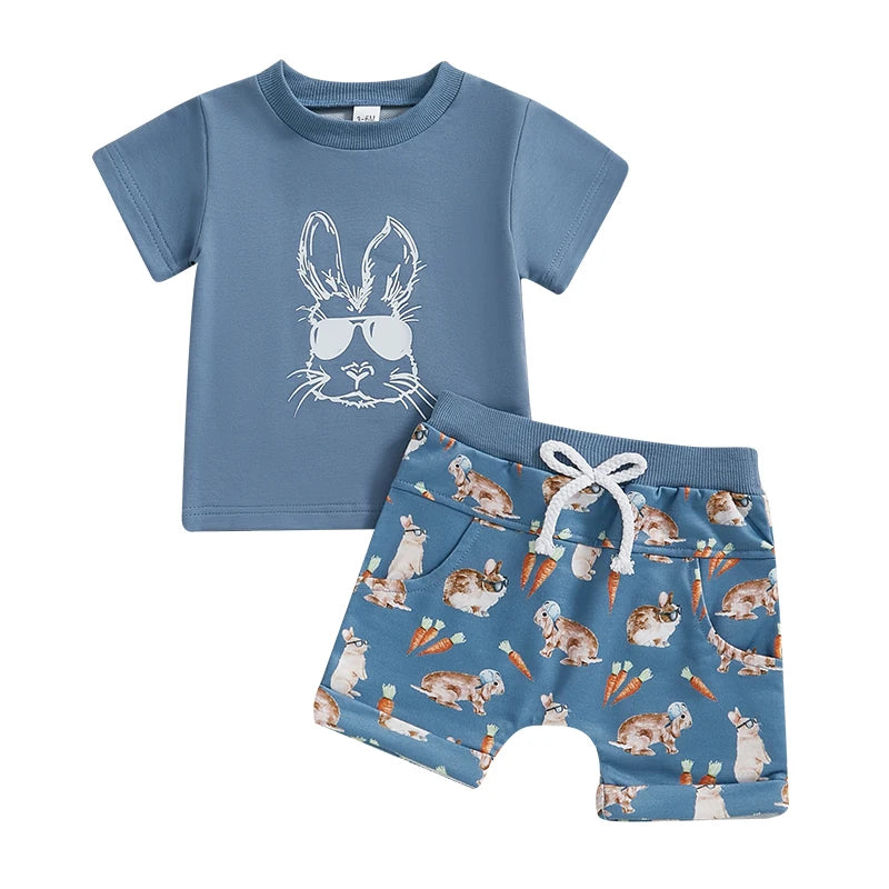 Boy's & Girl's Easter Bunny Shirt & Shorts Sets