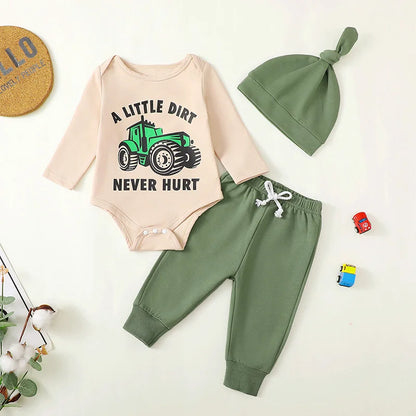 2-Piece Fall Outfits! Boy’s "Mama's Boy" Sweatshirt Rompers, Pants & Hat Sets