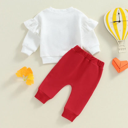 2-Piece Fall / Winter Outfits! Girl’s Embroidered Heart Sweatshirt & Pants Sets