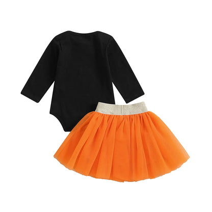 2-Piece Halloween Outfits! Girl’s Long Sleeve Rompers & Skirt Sets