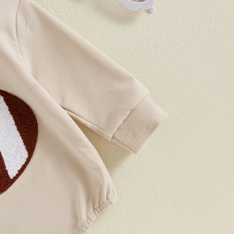 Boy's Football Embroidered Sweatshirt Rompers