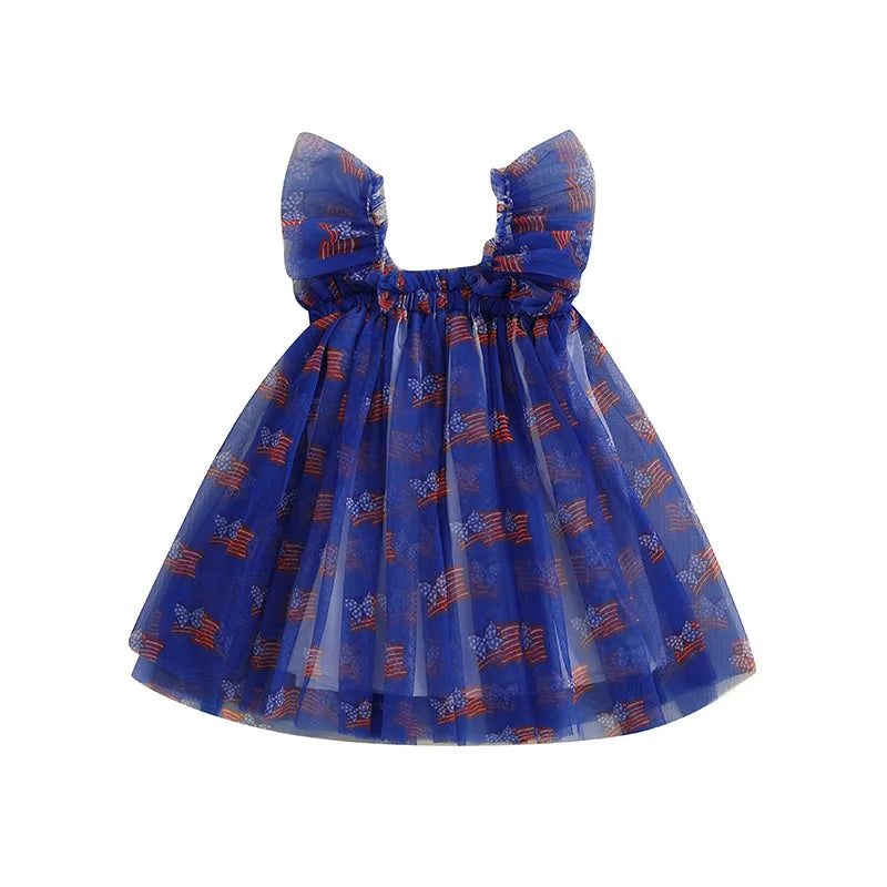 Girl's Tulle Red, White & Blue 4th of July Dresses