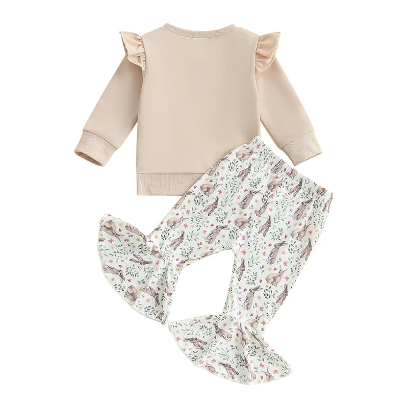 Girl's 2-Piece Peter Rabbit Sweatshirt & Bunny Floral Flared Pants Sets