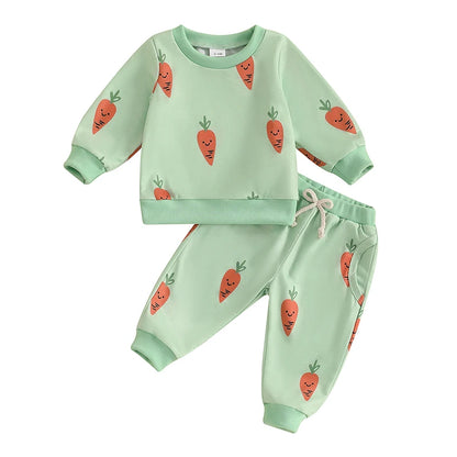 Boy's & Girl's 2-Piece Easter Carrot Sweatshirt & SweatpantsSets