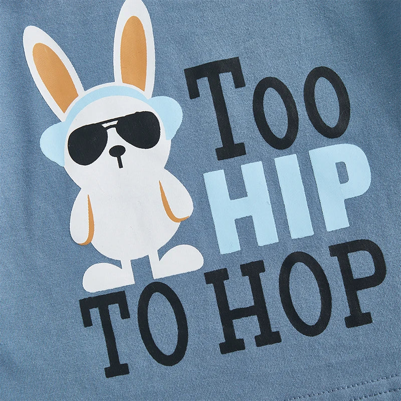 Boy's 2-Piece "Too Hip To Hop" Easter Bunny T-Shirt & Shorts Sets