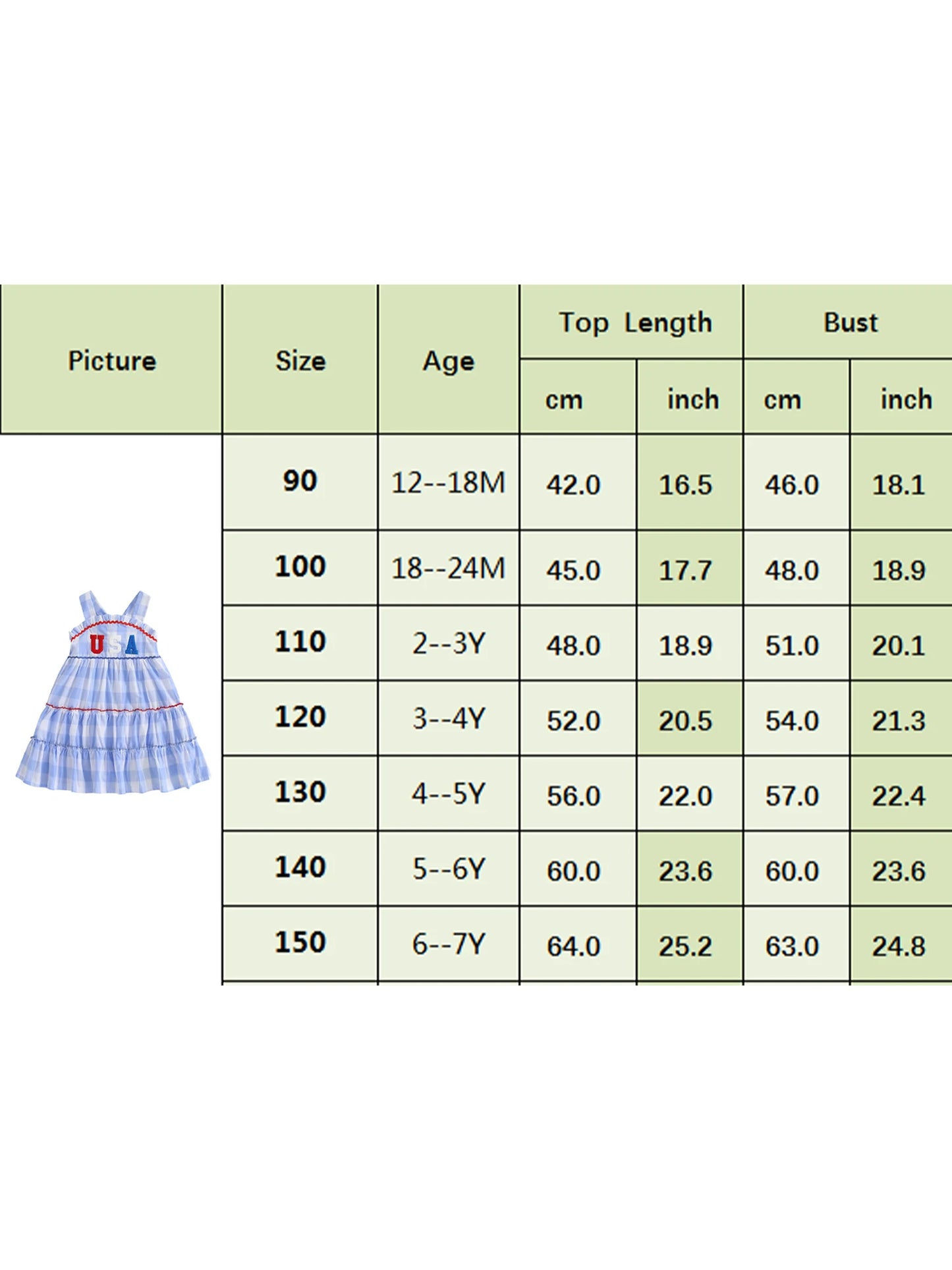 Girl's Plaid Embroidered USA 4th of July Dresses