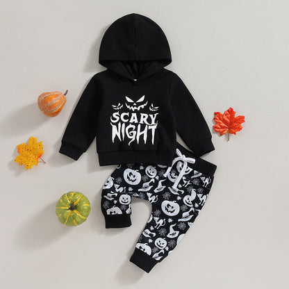 2-Piece Halloween Outfits! Boy’s Long Sleeve Pumpkin, Hoodies & Pants Sets