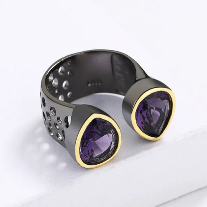 3-piece Set Purple Zircon Rings, Necklace & Earrings Sets