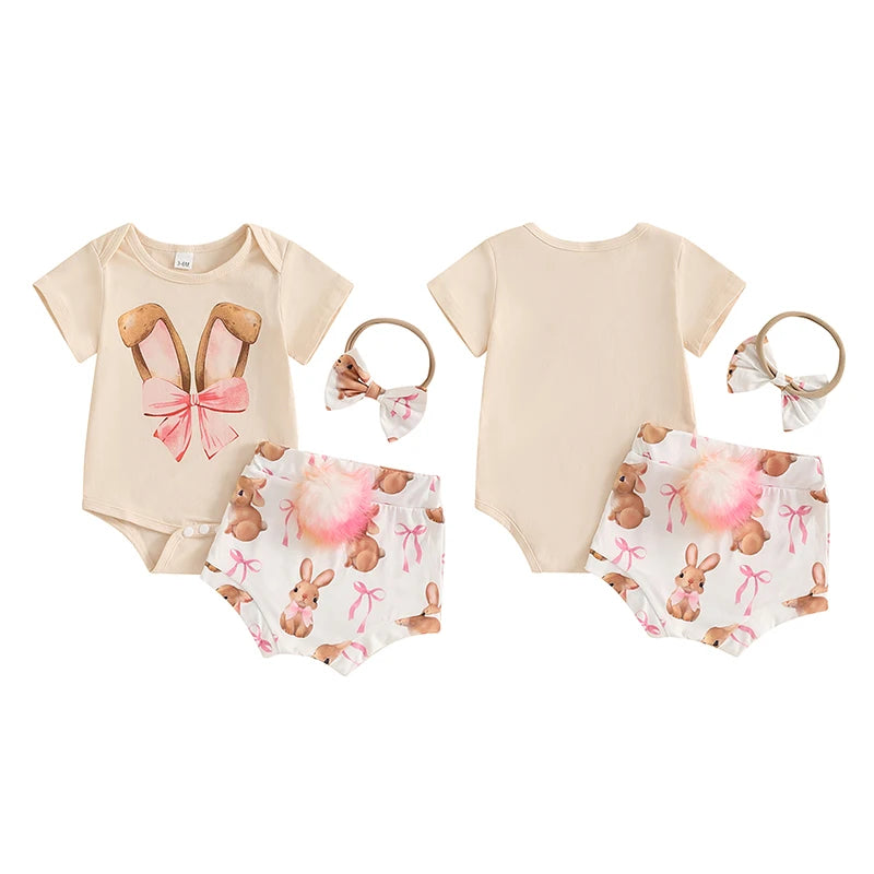 Girl's "Cutest Bunny In The Patch" 3-Piece Easter Outfit Sets