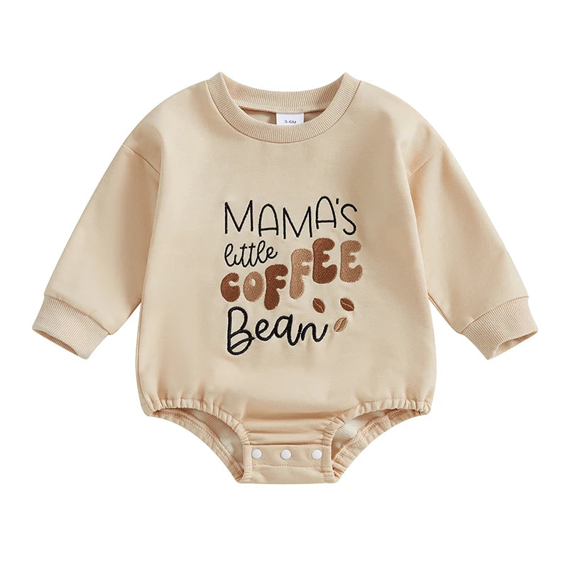 Boy's & Girl's "Mama's Little Coffee Bean" Sweatshirt Rompers