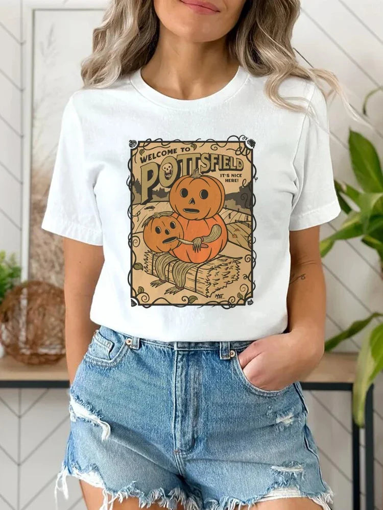 Halloween Tees! Womens Welcome To Pottsfield Its Nice Here Graphic T-Shirts