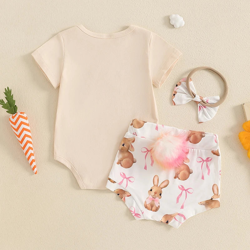 Girl's "Cutest Bunny In The Patch" 3-Piece Easter Outfit Sets