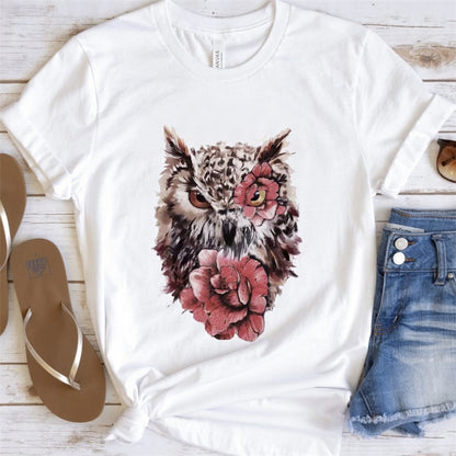 Artsy Tees & Watercolor Owls & Flowers Short Sleeve T-shirts