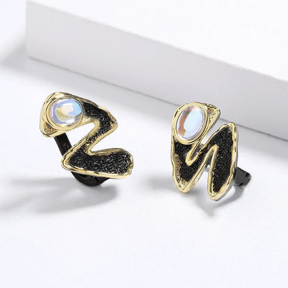 Moonlight Zircon Black & Gold Style Earrings