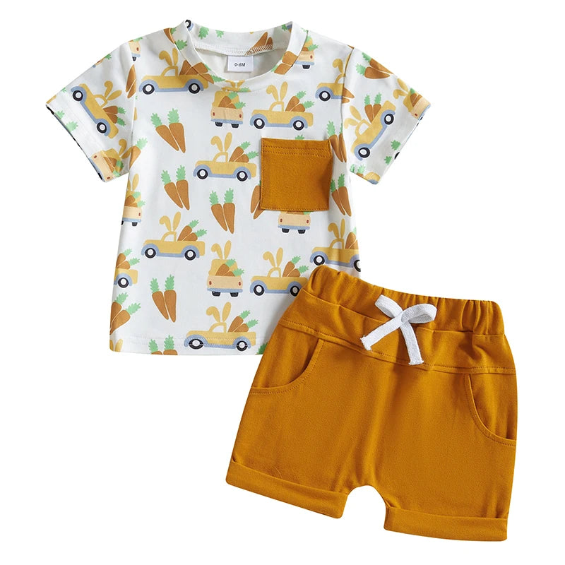 Boy's Easter Carrot Bunny/Car T-shirts & Shorts